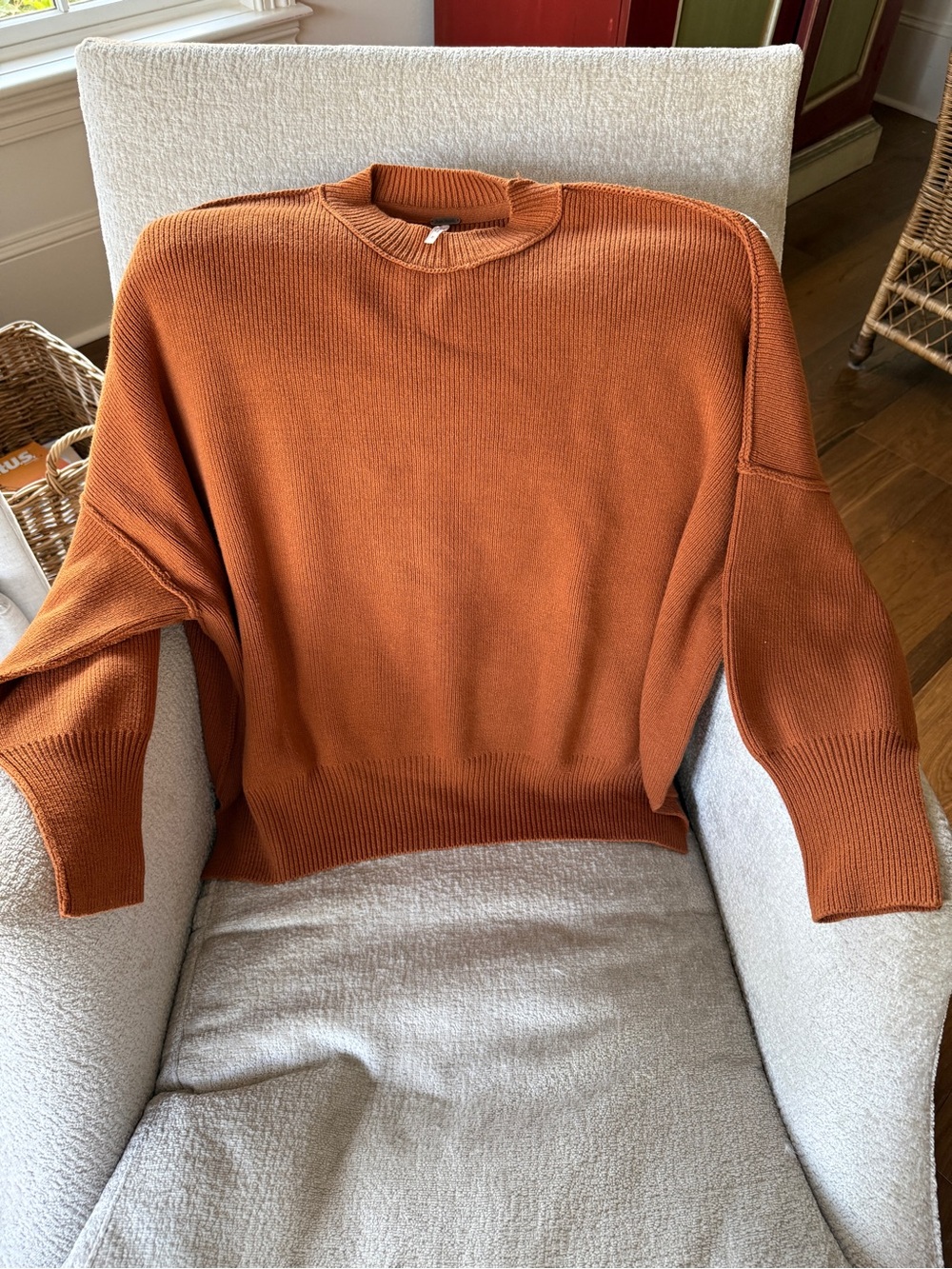 Free People Ribbed Sweater. Cinnamon. Small.